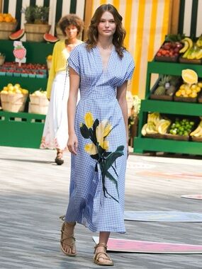 Lela rose black and white gingham floral dress size 6